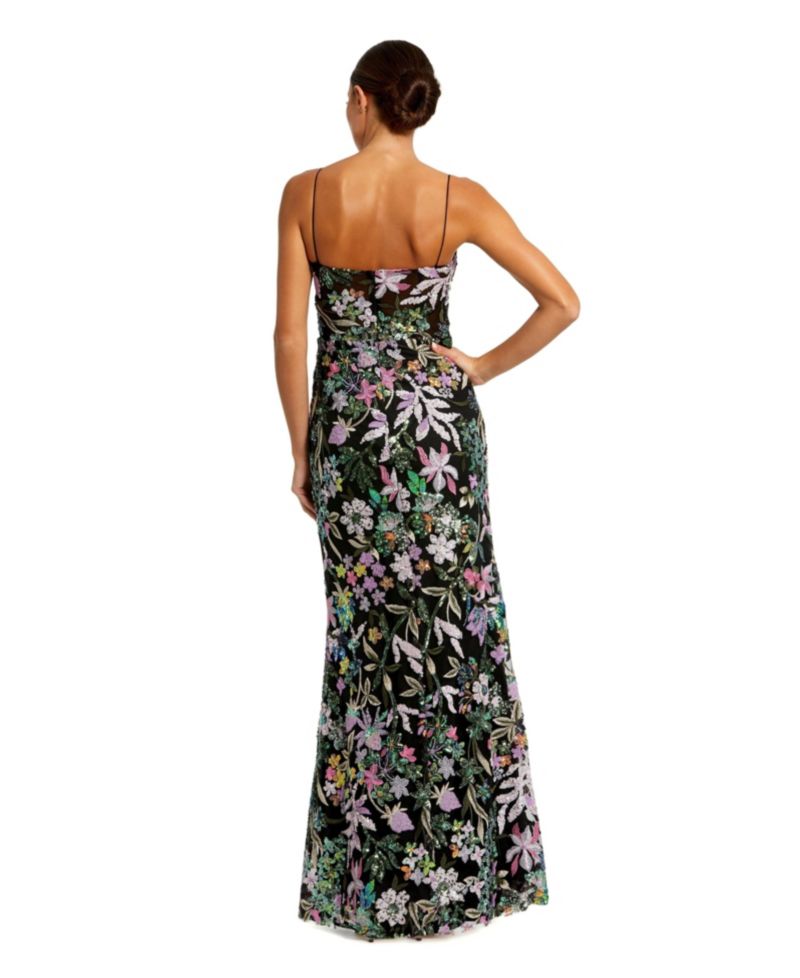 Women's Floral Embroidered Bustier Trumpet Gown