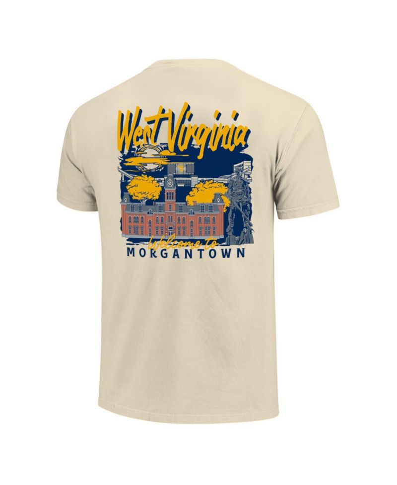Men's Natural West Virginia Mountaineers Comfort Colors Hand-Drawn Campus Stack T-Shirt