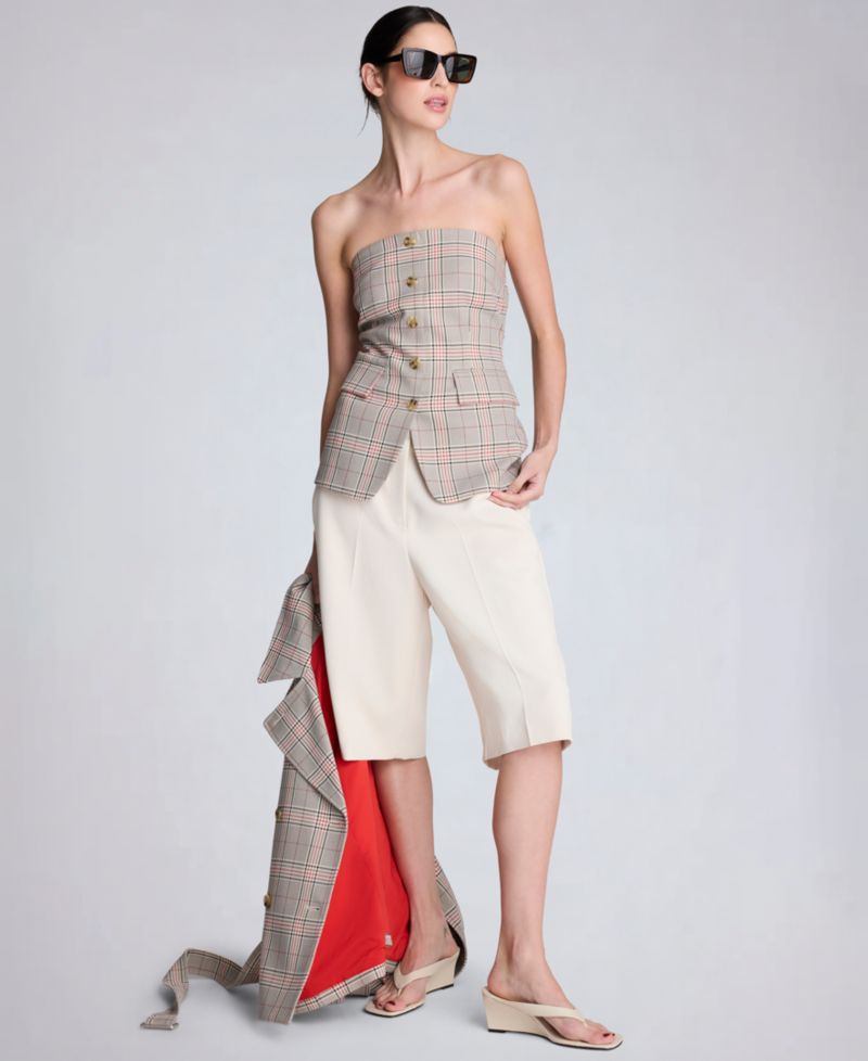 Women's Strapless Button-Front Shirt Vest