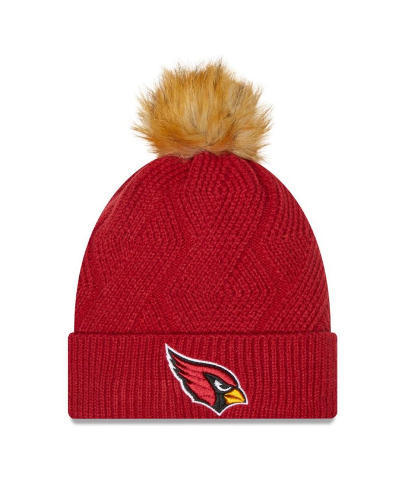 Women's Cardinal Arizona Cardinals Snowy Cuffed Knit Hat with Pom