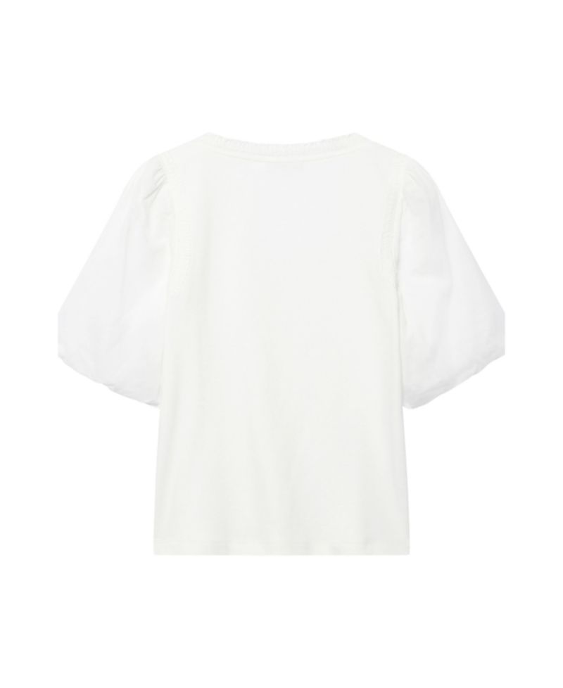 Women's Puff-Sleeve Scoop-Neck Top with Trim Detailing