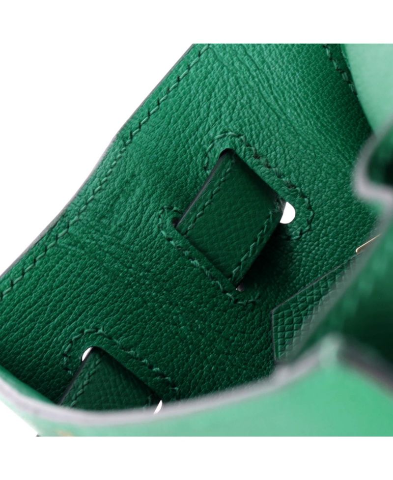 Pre-Owned Hermes Kelly 32 Handbag Green Epsom with Gold Hardware