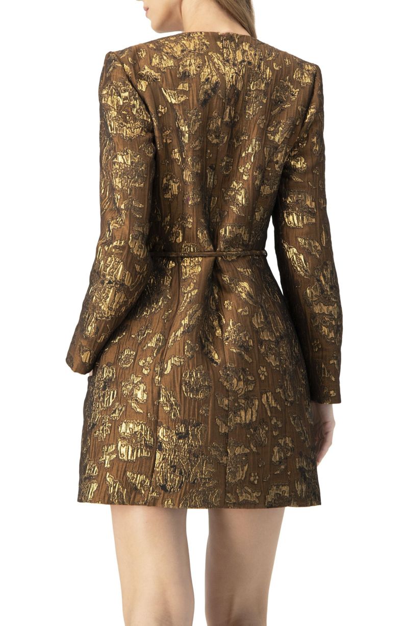 Women's Jacquard Short Crossed V-Neck Dress with Pockets