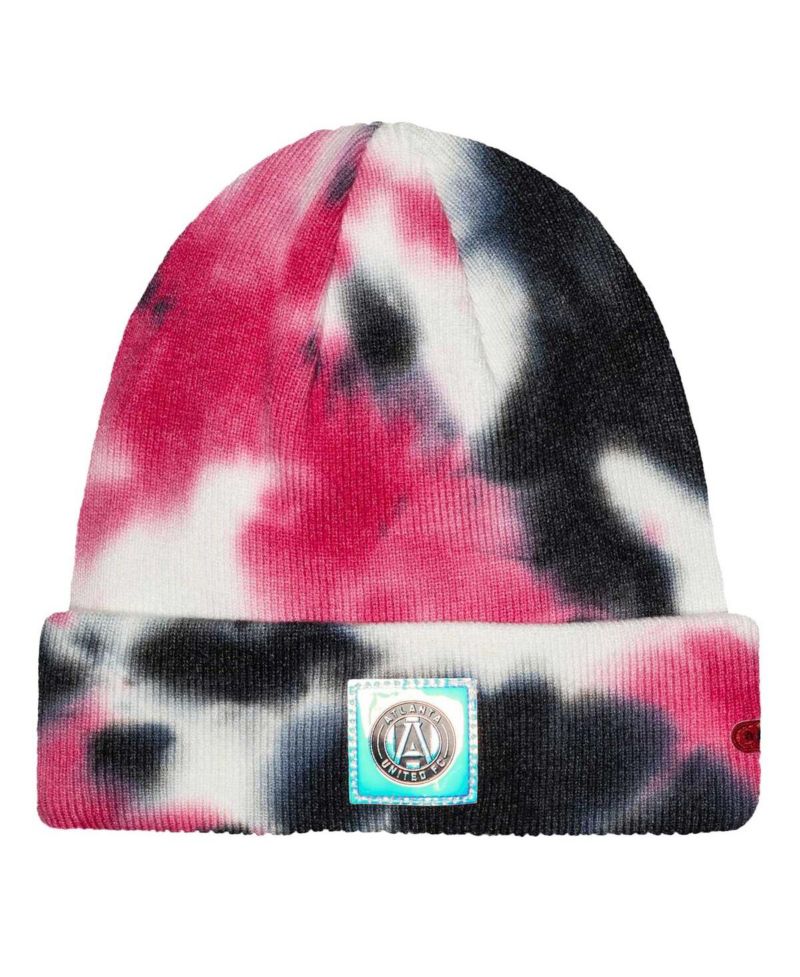 Men's Black Atlanta United FC Psychedelic Tie-Dye Cuffed Knit Hat