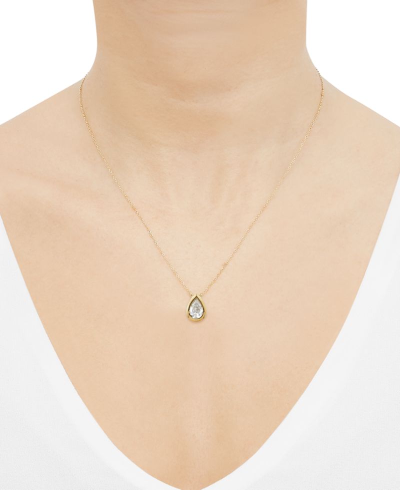 Diamond Pear Bezel Pendant 18" Necklace (1/3 ct. t.w.) in 14k Gold