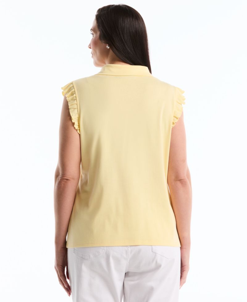 Petite Ruffle Sleeveless Polo Shirt