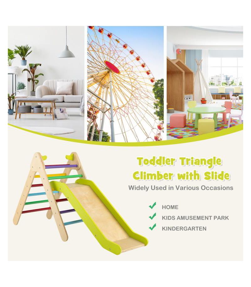 Набор для скалолазания Triangle Climber и регулируемой горки для детей от 1 года, состоящий из 2 предметов