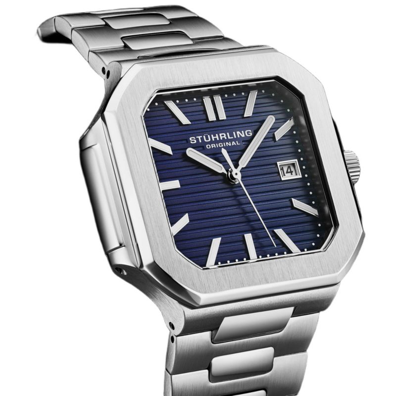 Men s Quartz Modulus 4064 Watch Brushed Steel Integrated Bracelet 43 mm Square Case
