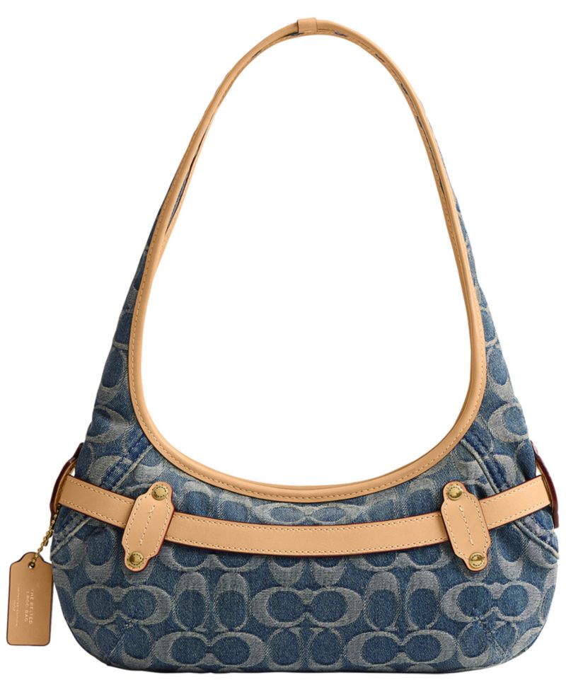 Belted Ergo Small Signature Denim Shoulder Handbag 26
