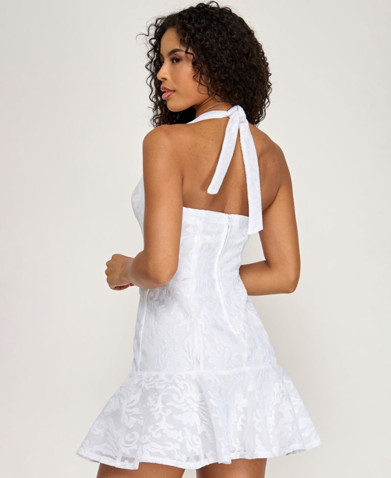 Juniors' Embroidered Ruffle Hem Dress