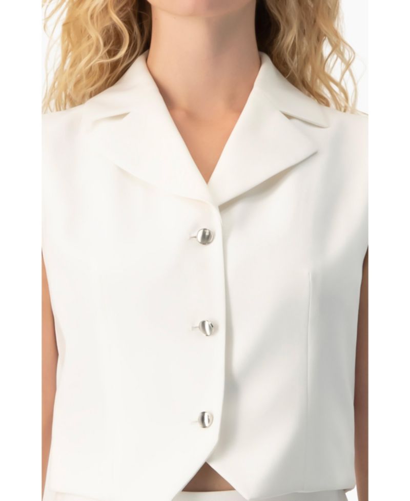 Women's Tailored Sleeveless Crop Blazer Vest