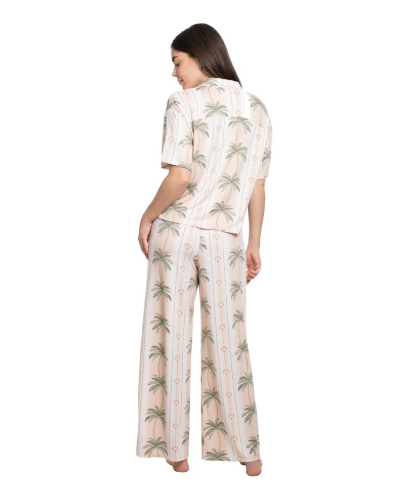 Women's Notch Collar Shirt & Crop Pants, 2-Piece Set