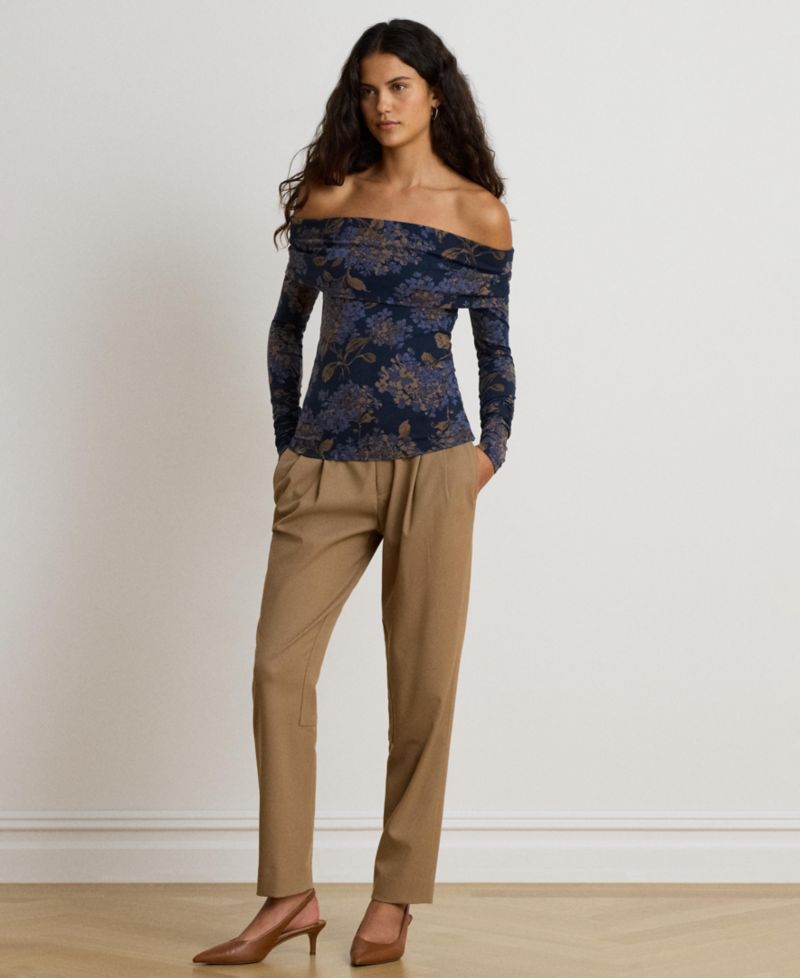 Women's Off-the-Shoulder Long-Sleeve Floral Top