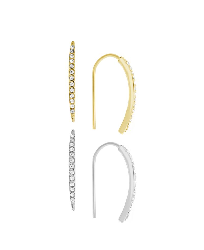 Crystal Duo Threader Earrings in Silver Plate and Gold Plate