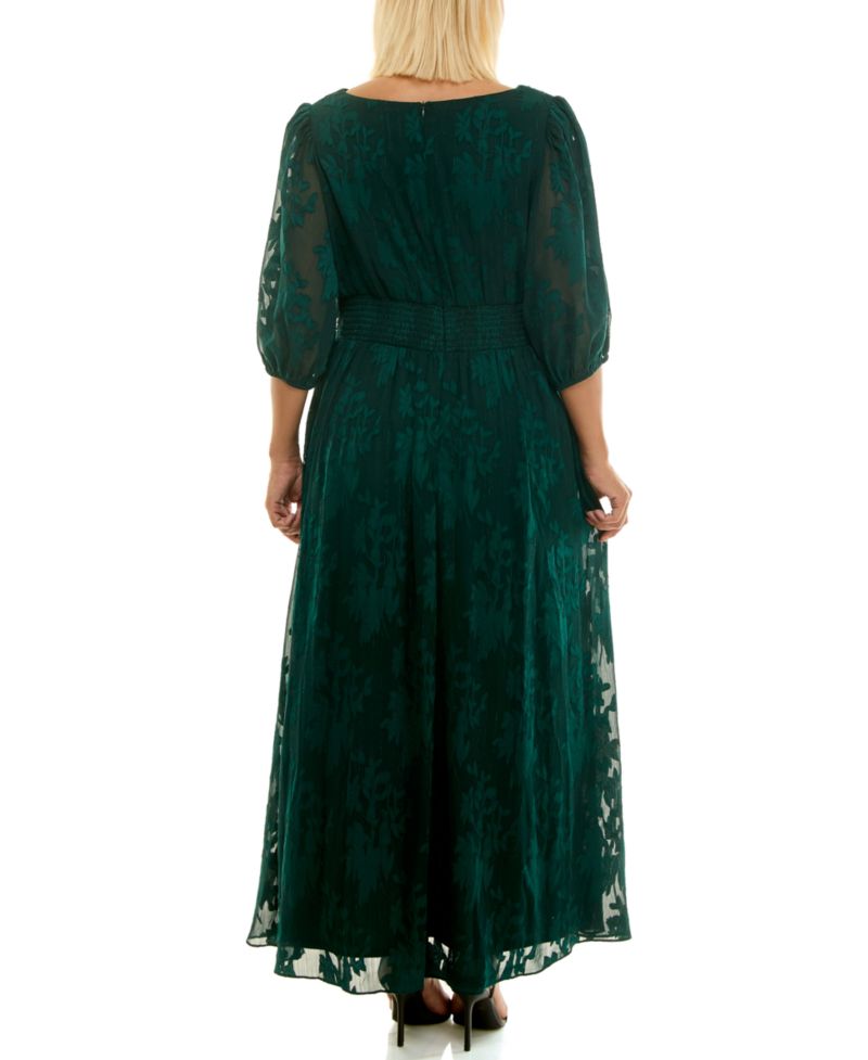 Plus Size Jacquard Chiffon Maxi Dress