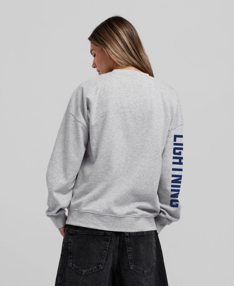 Women's Heather Gray Tampa Bay Lightning Core 3-Hit Oversized Sweatshirt