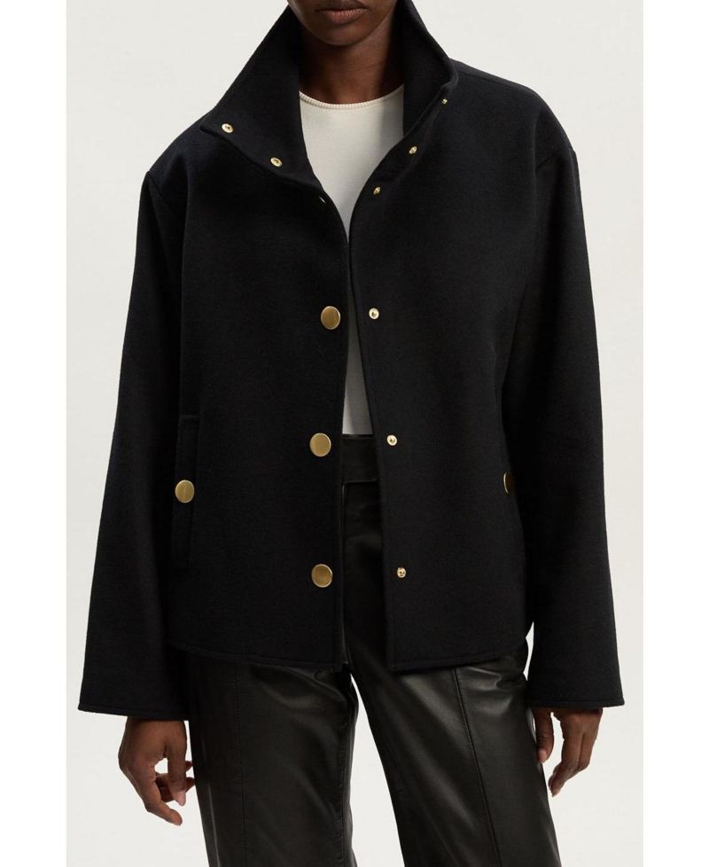 Women's Brushed Wool Funnel Neck Tailored Coat