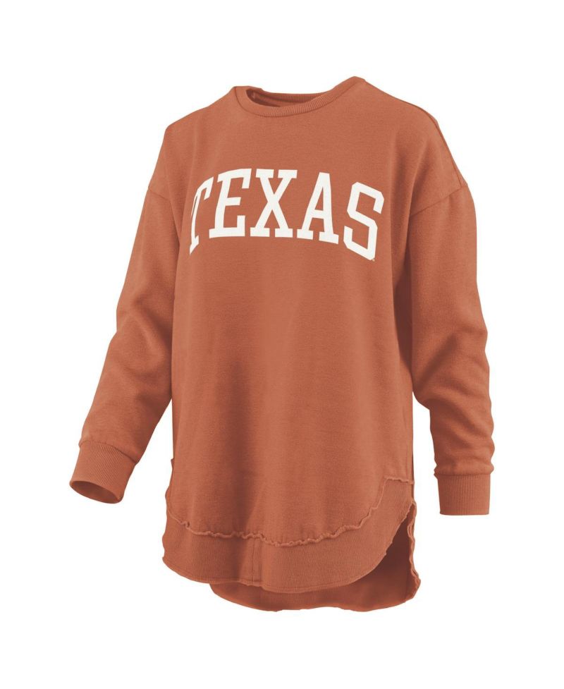 Women's Texas Orange Texas Longhorns Melange Poncho Vintage Fleece Long Sleeve Pullover Sweatshirt