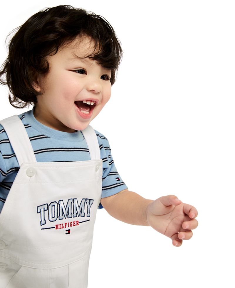 Baby Boys' Striped T-Shirt and Twill Shortalls, 2-Piece Set