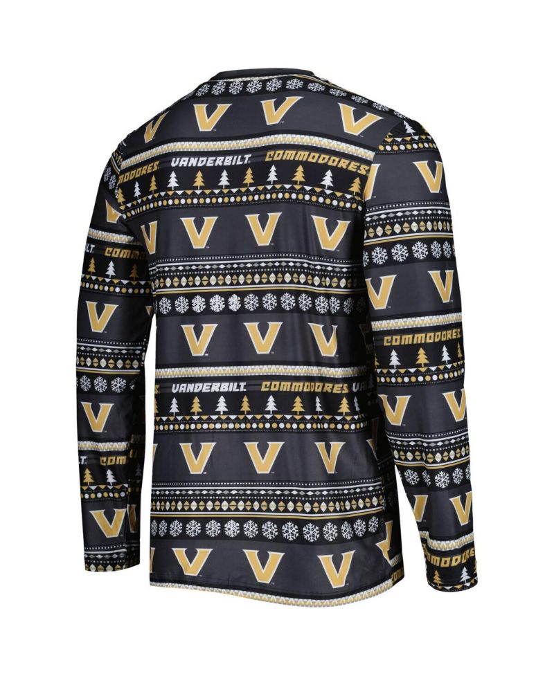 Men's 2-Piece Black Vanderbilt Commodores Swivel Long Sleeve Top and Pants Sleep Set