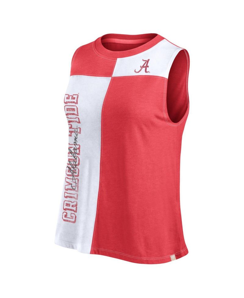 Women's Crimson/White Alabama Crimson Tide Colorblock High Neck Tank Top