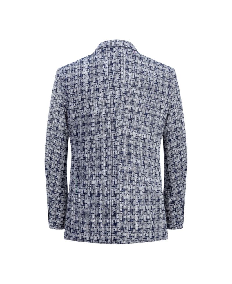 Boys Navy Slim Fit Houndstooth Blazer