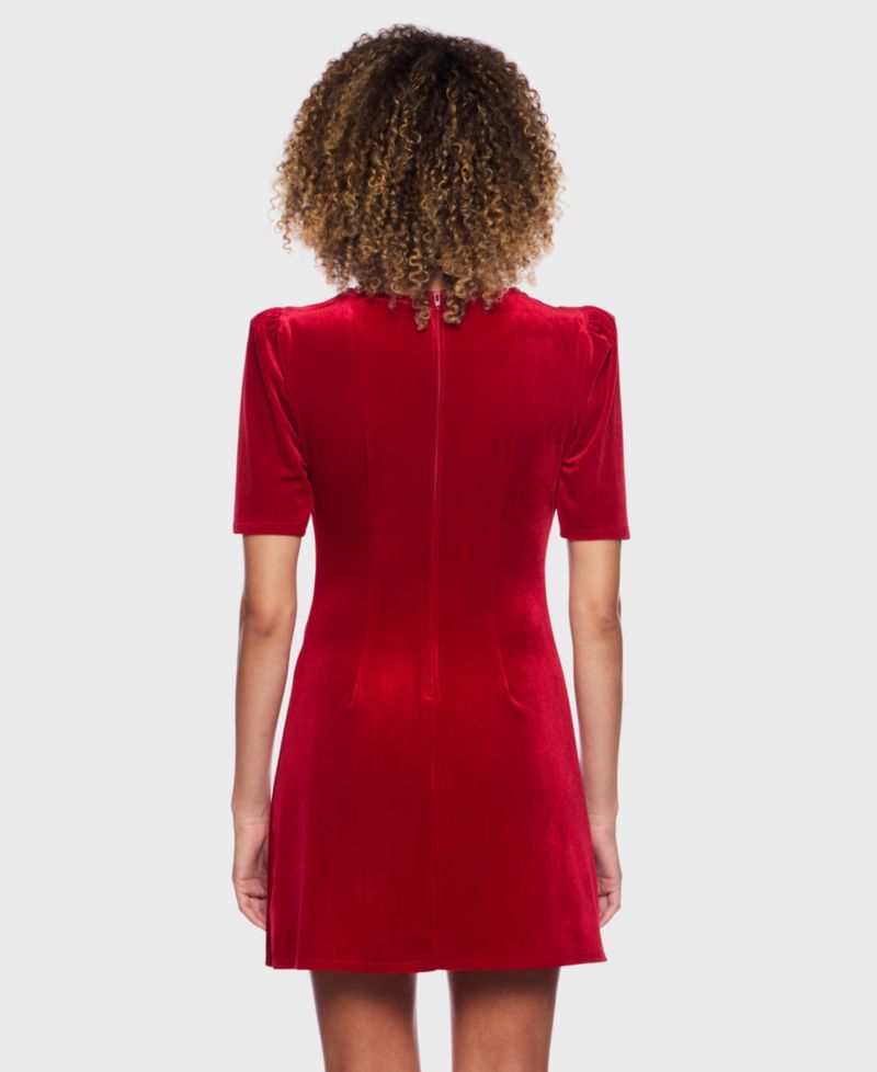 Women's Short Sleeve Velvet Dress