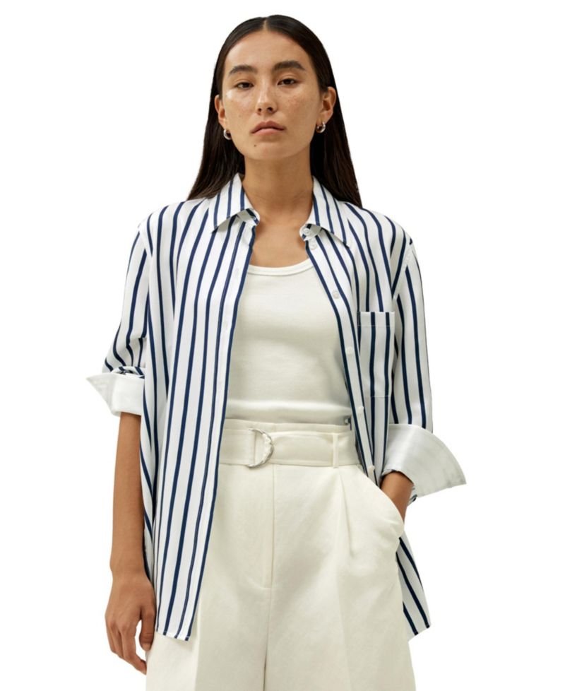 Women's Oversized Palma Stripe Silk Shirt