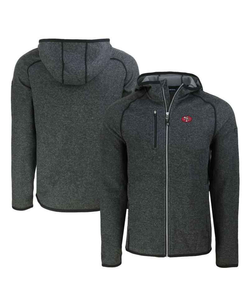 Men's Heather Charcoal San Francisco 49ers Throwback Mainsail Sweater-Knit Full-Zip Hoodie
