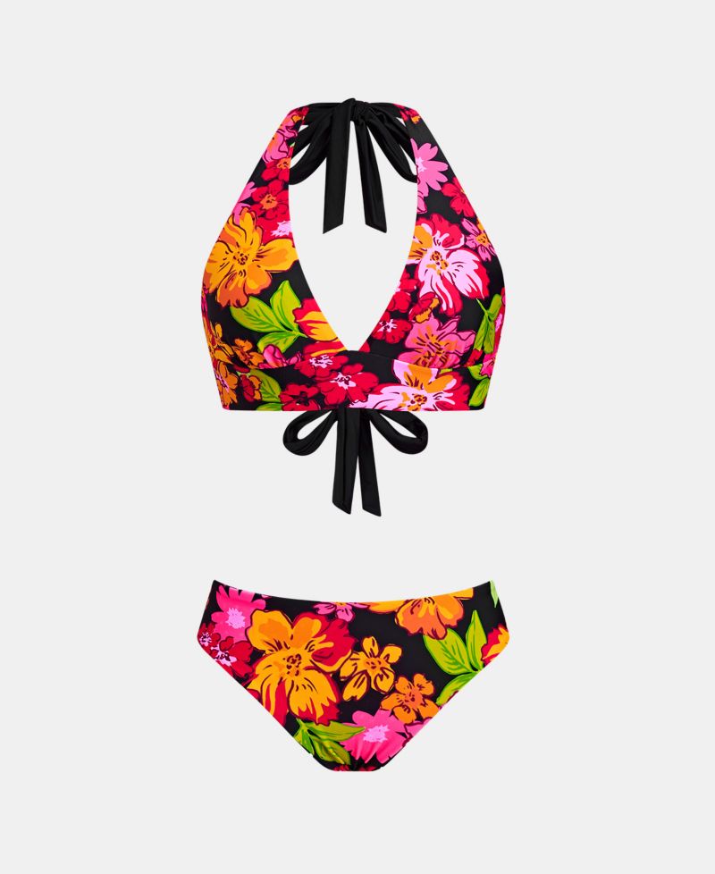 Women's V-Neck Halter Reversible Bikini Set
