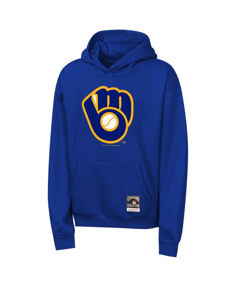 Big Boys and Girls Royal Milwaukee Brewers Retro Logo Hoodie