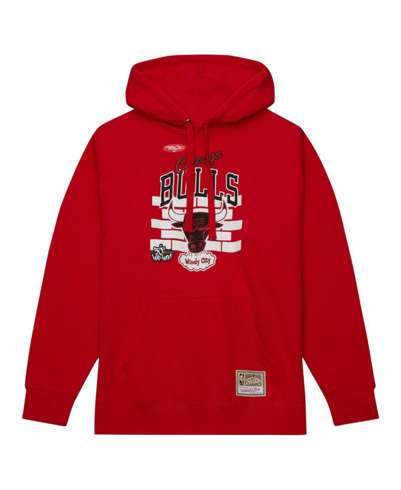 Men's x Tats Cru Red Chicago Bulls Hardwood Classics Brick Pullover Hoodie