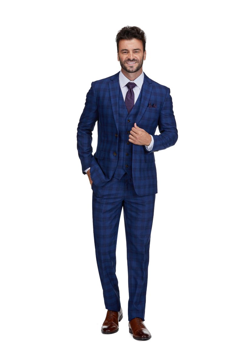 Men's 3-Piece Slim Fit Check Suit