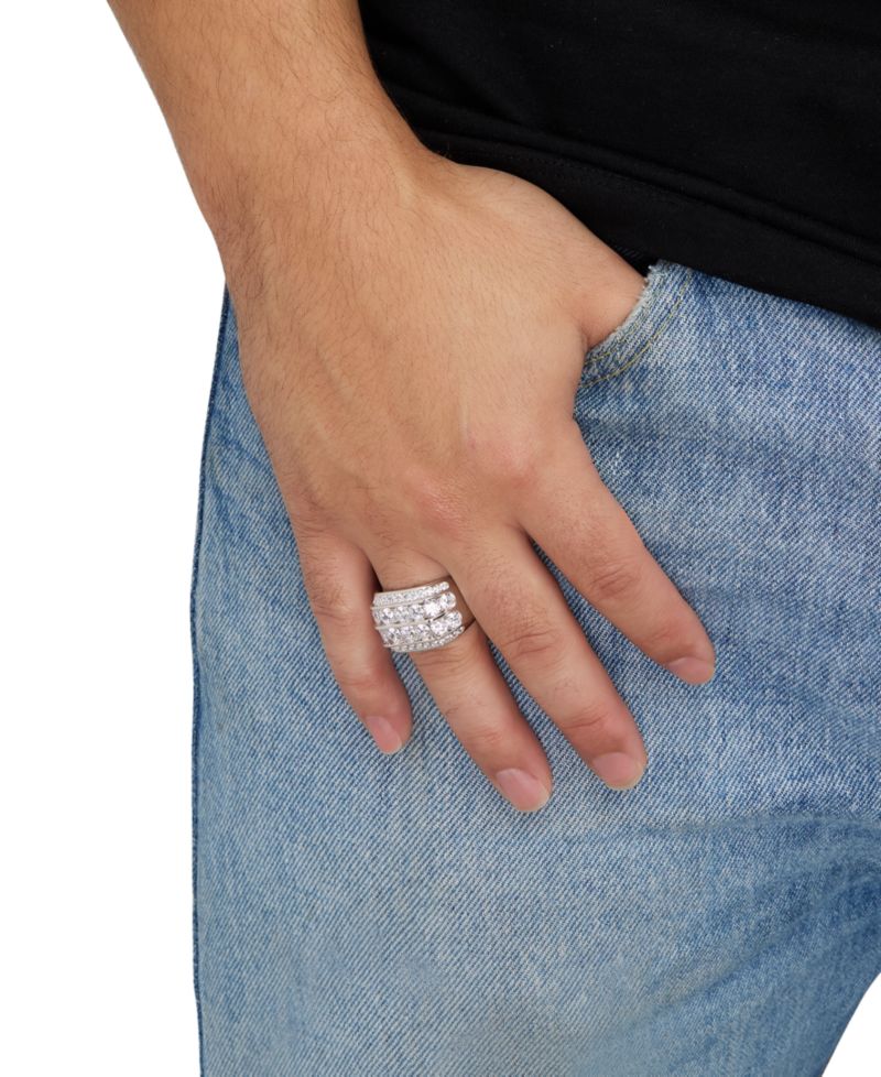 Men's Lab Grown Diamond Multirow Cluster Ring (5 ct. t.w.) in 10k White Gold