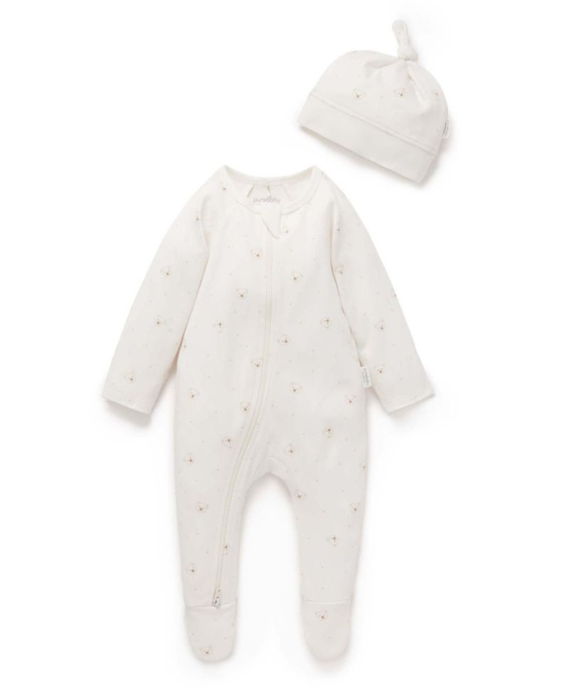 Baby Boy and Baby Girls Zip Coverall & Hat Set