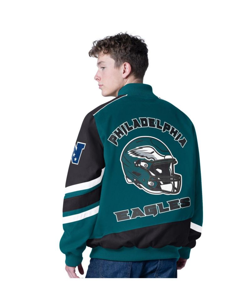 Men's Midnight Green Philadelphia Eagles Prime Time Full-Zip Racing Jacket