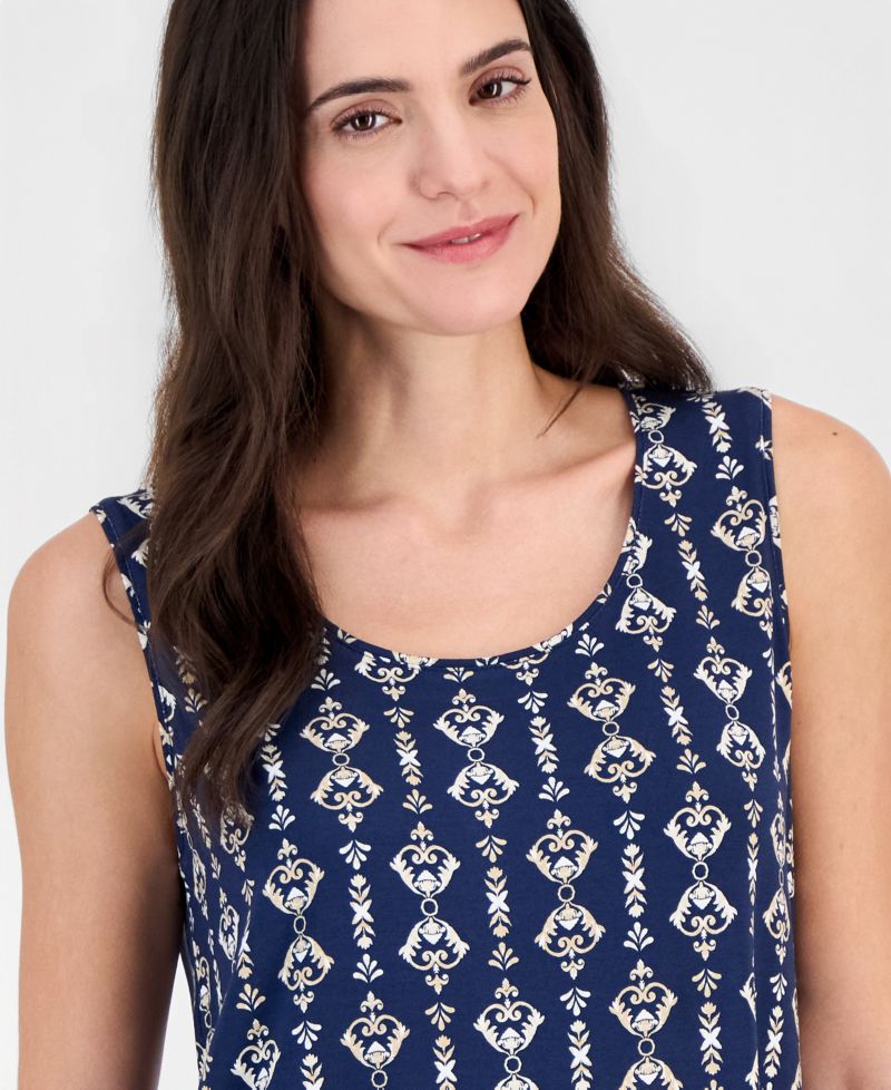 Women's Printed Scoop-Neck Sleeveless Tank Top