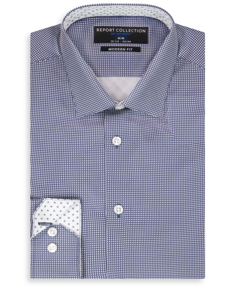 Men's Long Sleeve 4-Way Bubble Print Dress Shirt