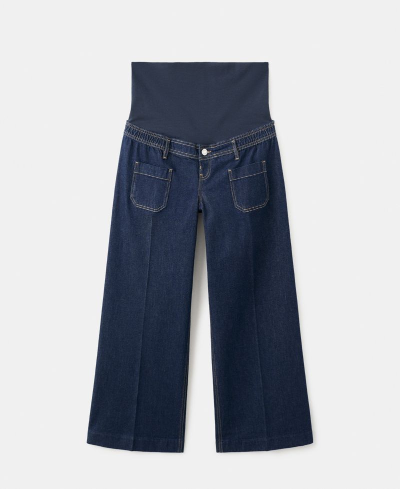 Women's Pockets Wide Leg Maternity Jeans