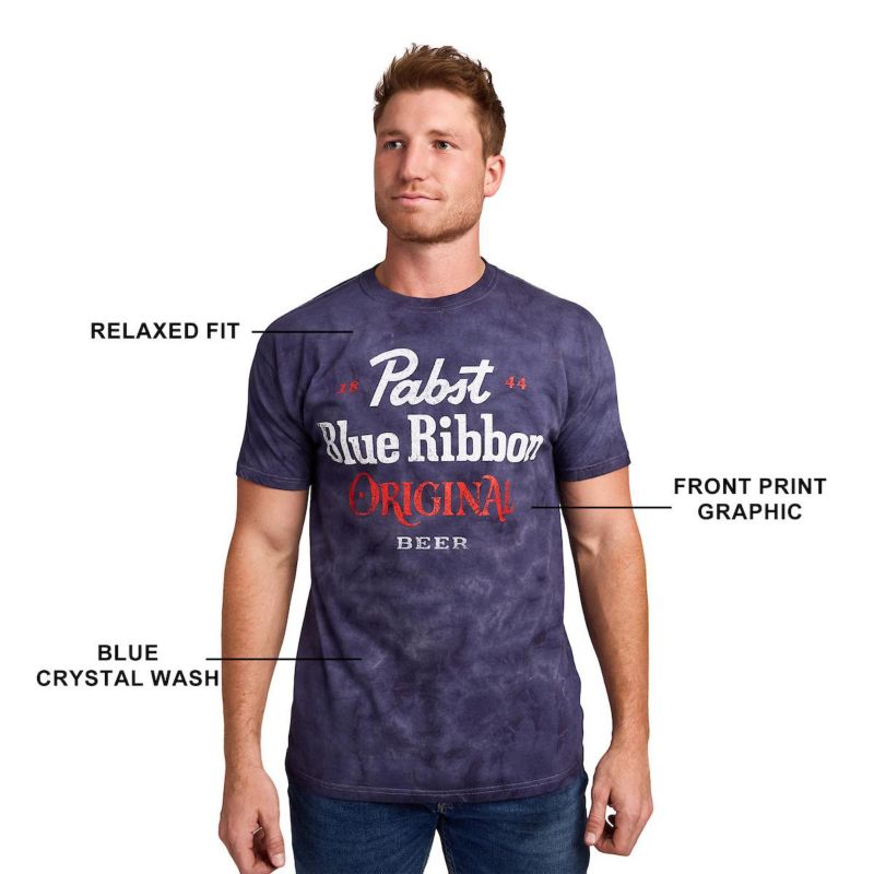 Men's Original Blue Crystal Wash Crew Neck Short Sleeve T-shirt-Medium