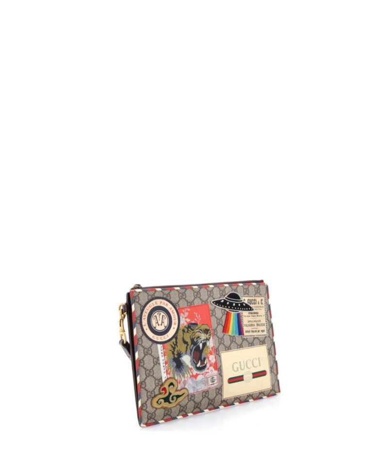 Courrier Pouch GG Coated Canvas with Applique