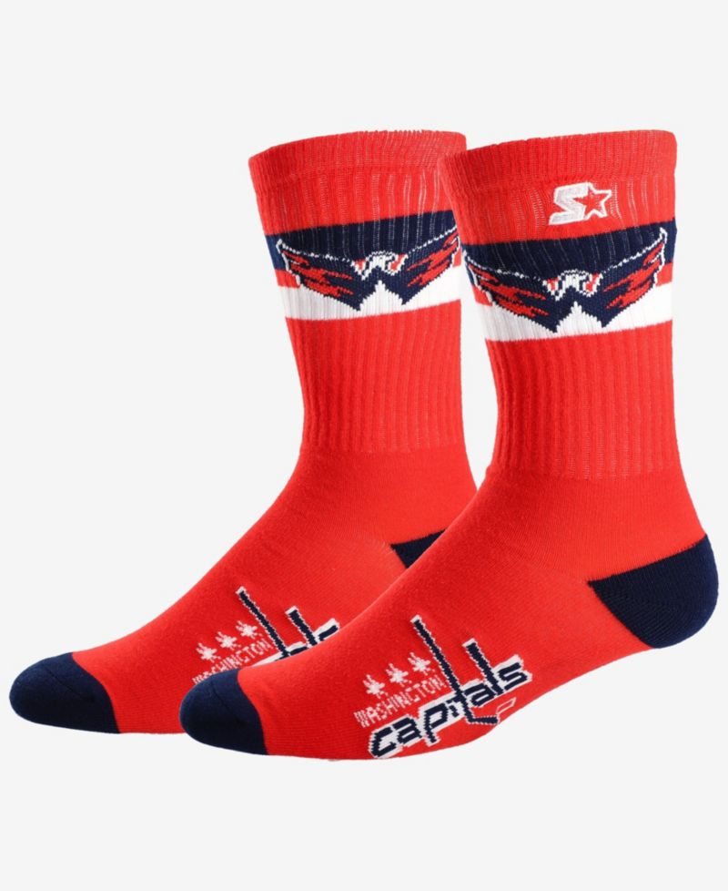 Men's and Women's Washington Capitals Team Color Two-Stripe Crew Socks