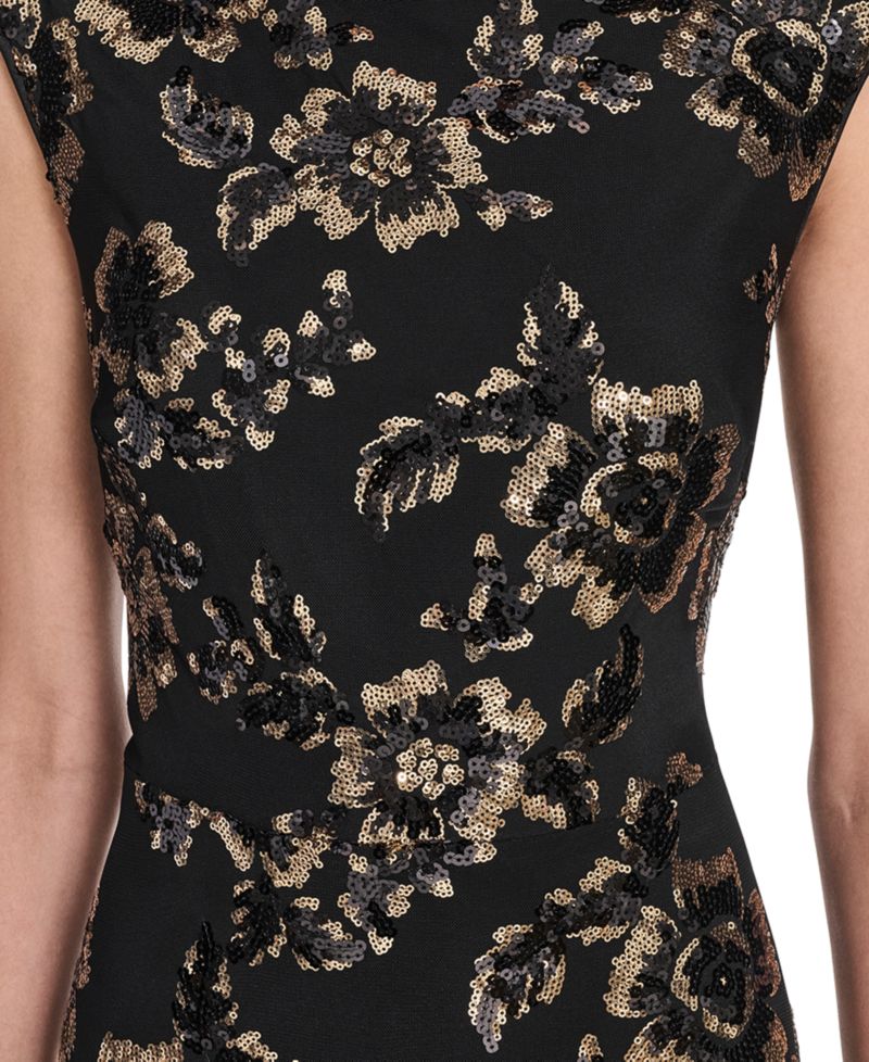 Petite Sequin Boat Neck Gown