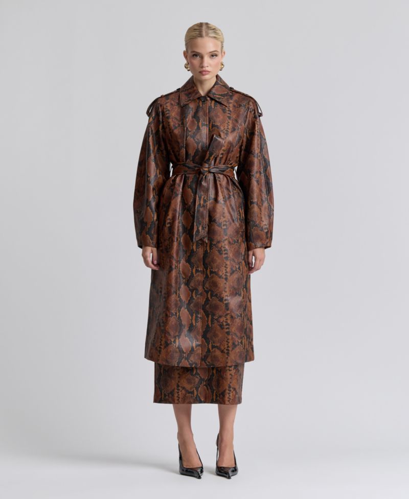 Women's Button-Front Spread Collar Maxi Coat