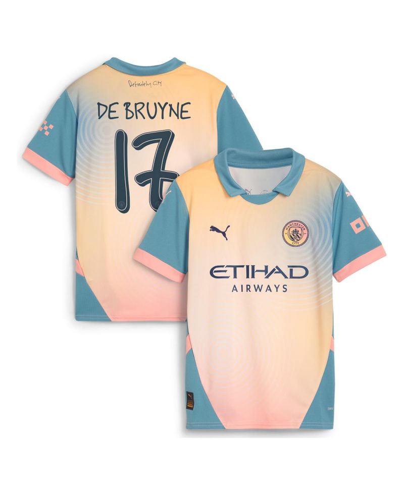 Youth Kevin De Bruyne Blue Manchester City 2024/25 Fourth Replica Player Jersey