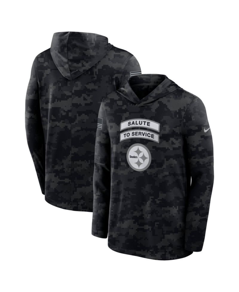 Men's Black Pittsburgh Steelers 2026 Salute to Service Sideline Lightweight Hooded Pullover