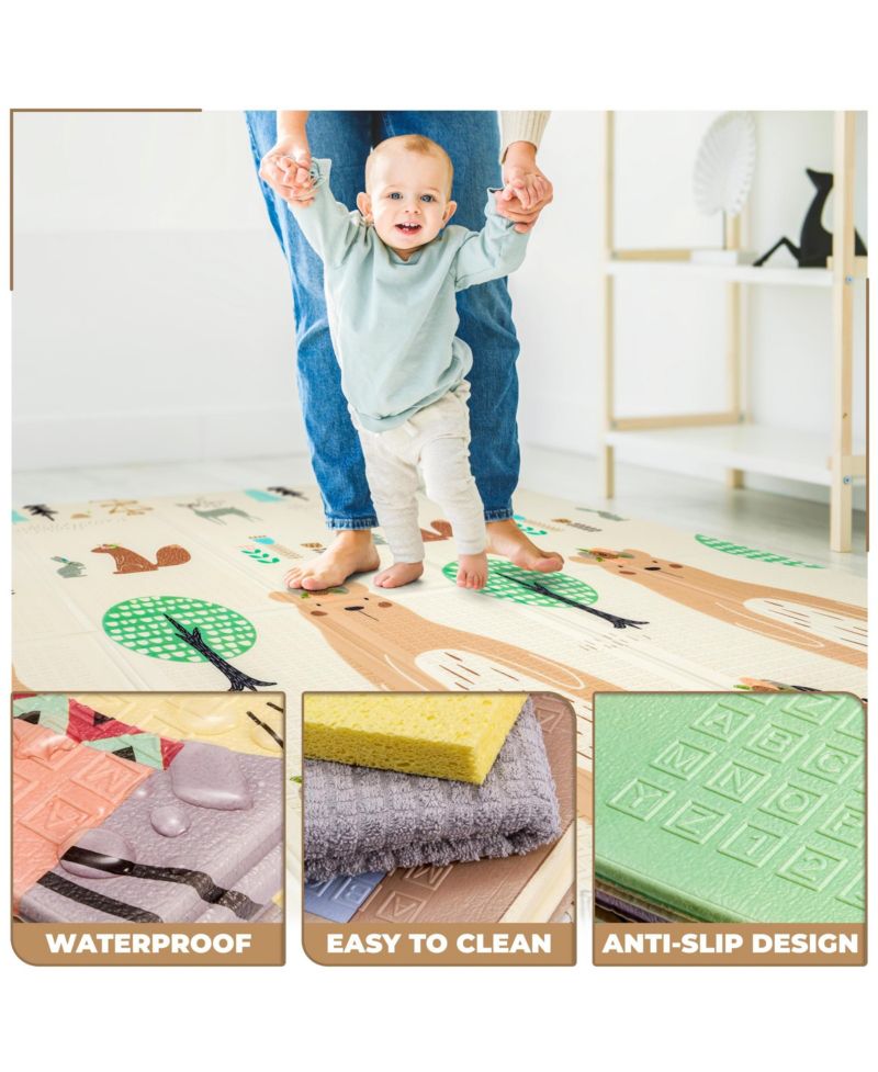 (78" x 70") Foldable Play Mats with Travel Bag - for Babies, Toddlers, and Kids Playtime & Tummy Time