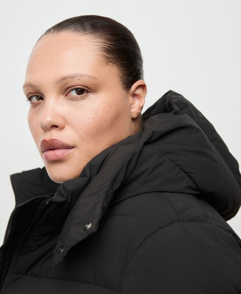Women's Hood Midi Quilted Anorak Coat