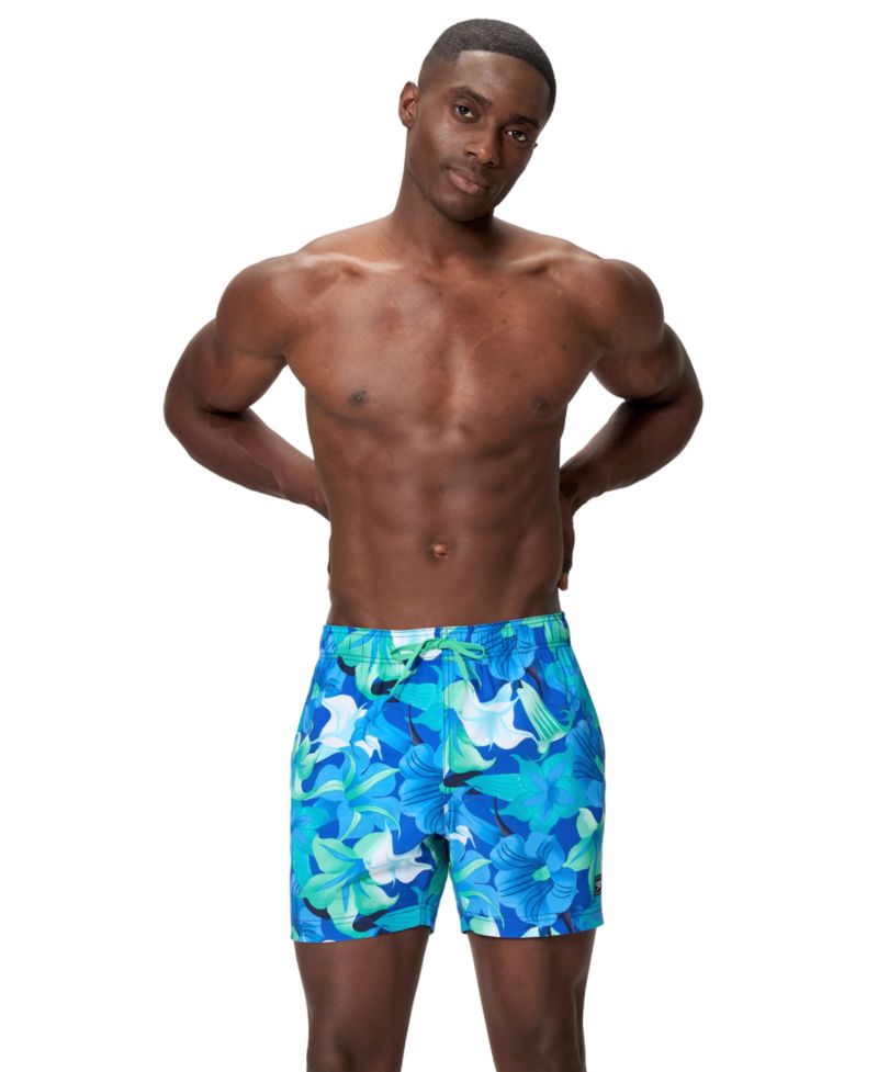 Men's Redondo Edge Volley Floral-Print Drawstring Swim Trunks, 5" Inseam