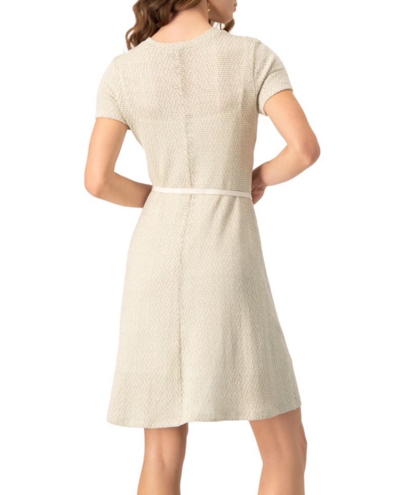 Women's Short Sleeve Textured Knit A-Line Dress